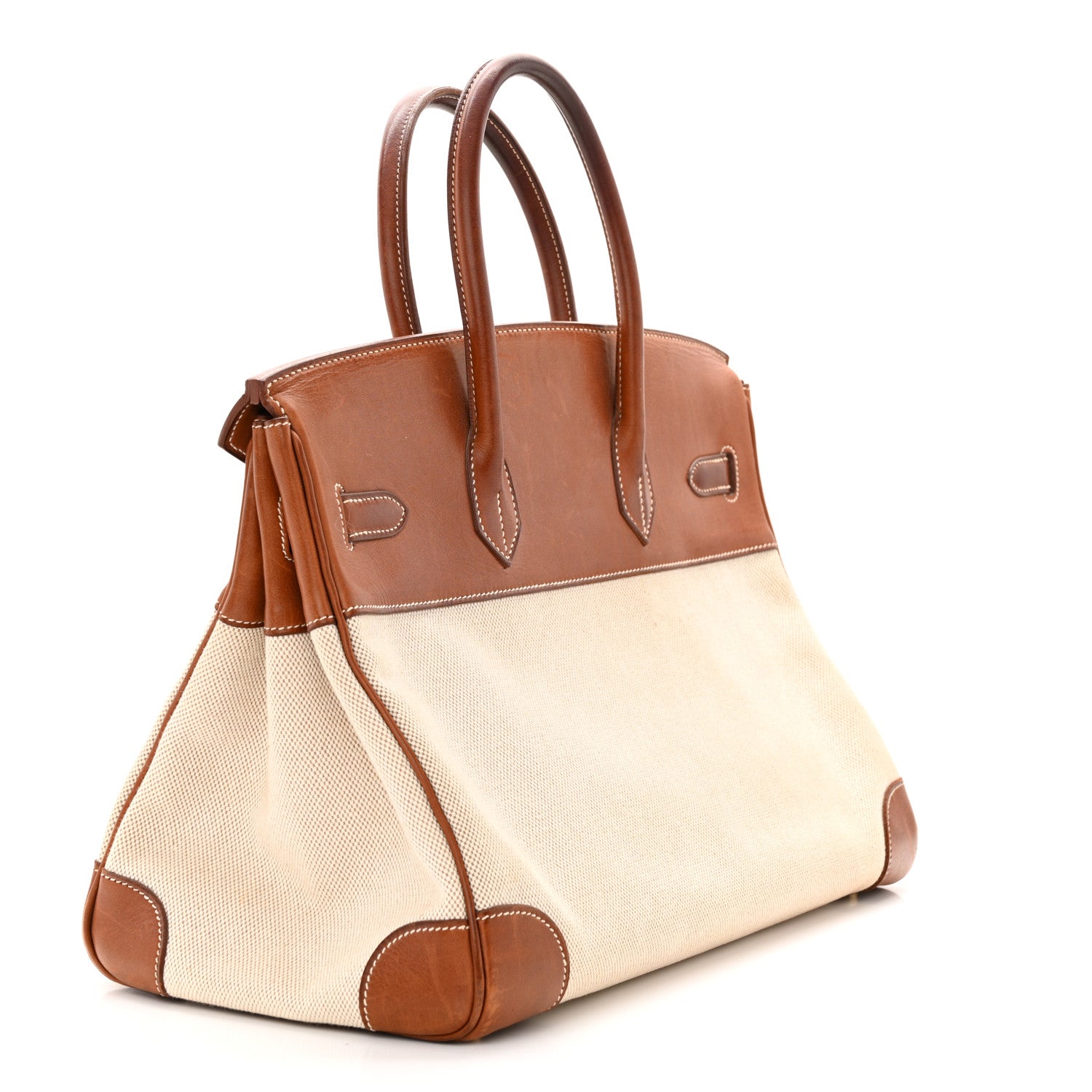 Hermes Toile Barenia Birkin 35 Fauve 3 of 19
