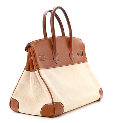 Hermes Toile Barenia Birkin 35 Fauve 3 of 19