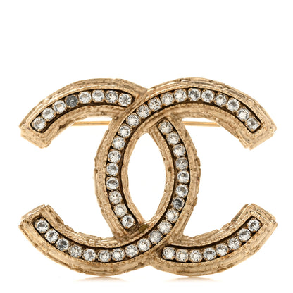 Chanel Metal Crystal Baguette CC Brooch Gold 1 of 5