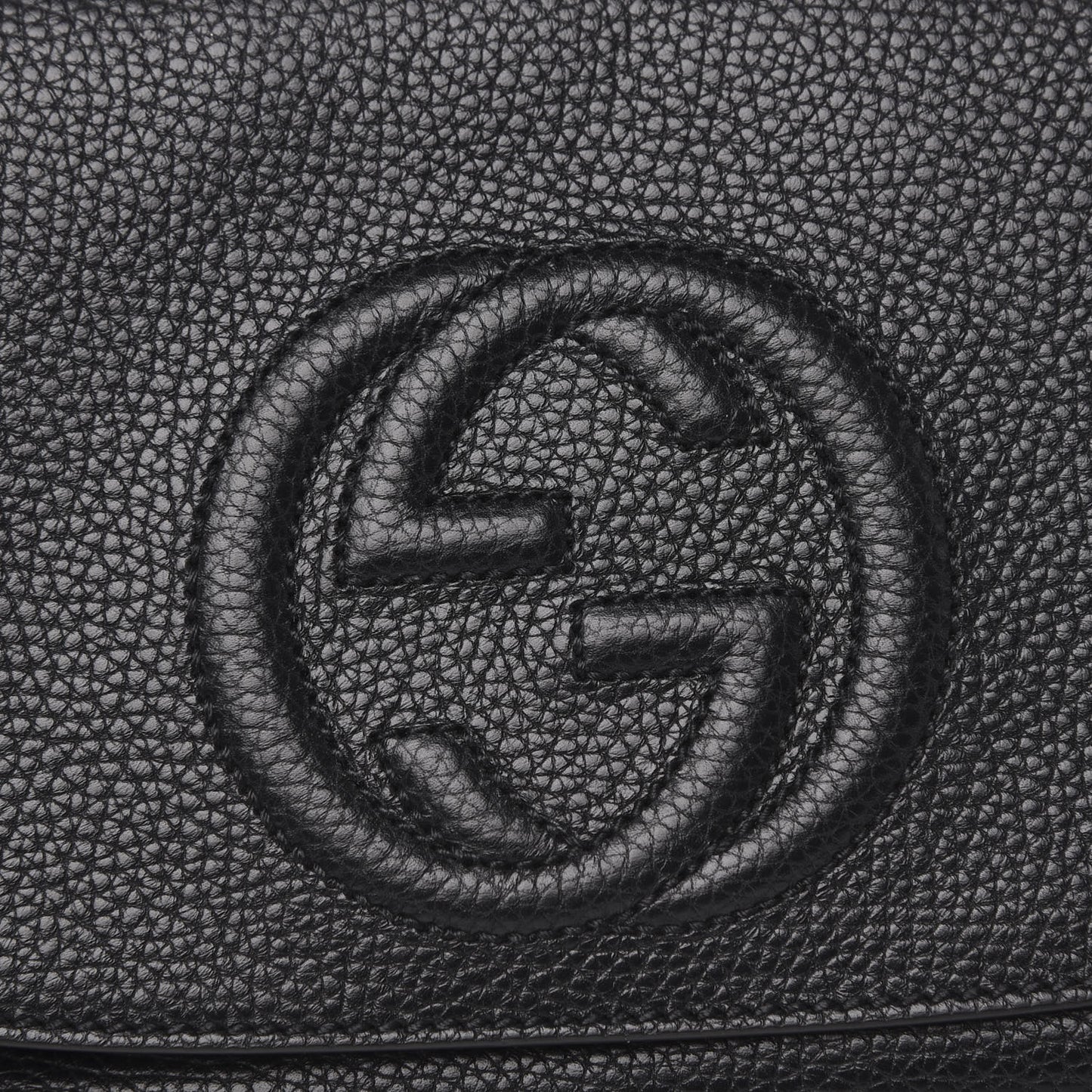 Pebbled Calfskin Medium Soho Flap Crossbody Black