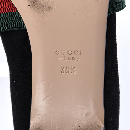 Gucci Suede Web Bow Point Toe Ballerina Flats 38.5 Black 7 of 11