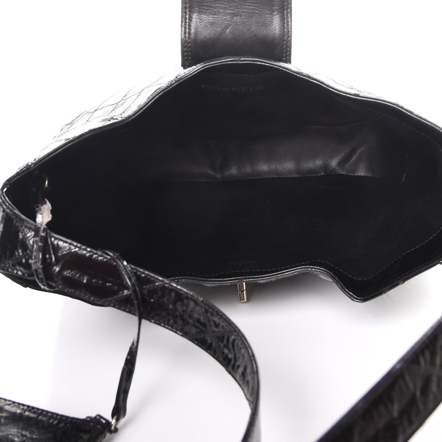 Patent Quilted CC Shoulder Bag Black