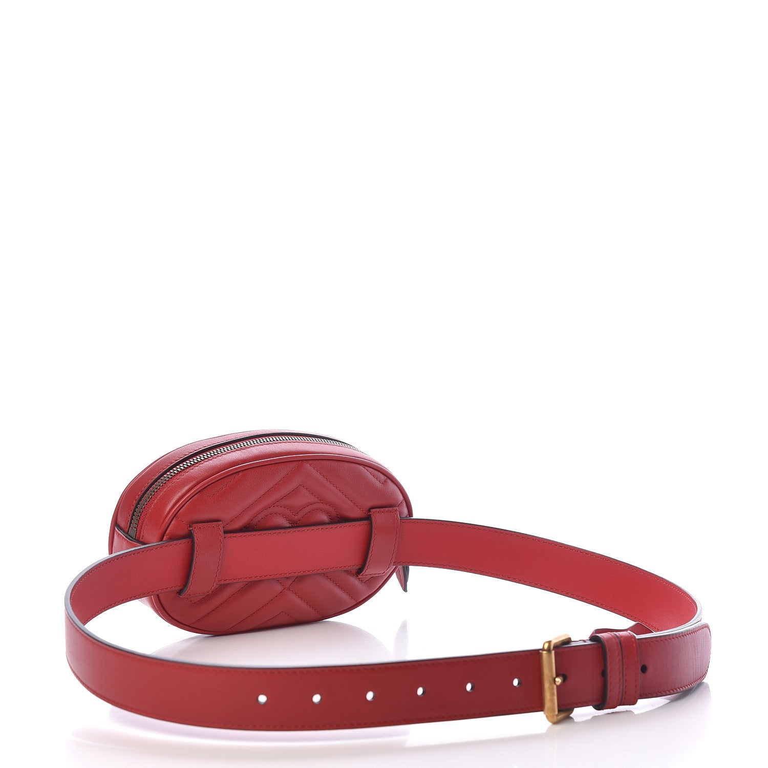 Gucci Calfskin Matelasse GG Marmont Belt Bag 95 38 Hibiscus Red 3 of 11