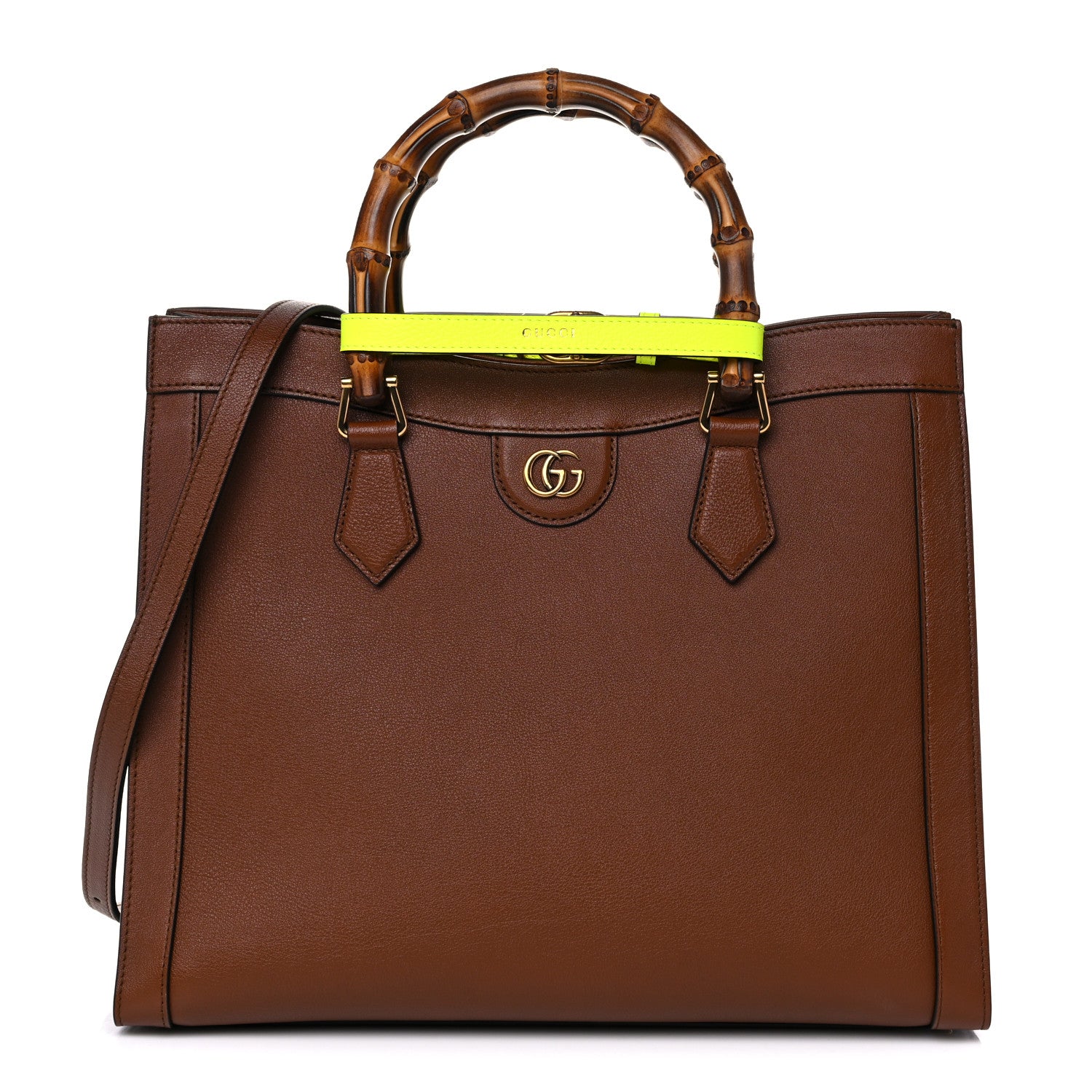 Gucci Wonka Grain Calfskin Medium Diana Tote Bag Cuir Yellow Fluo 1 of 12