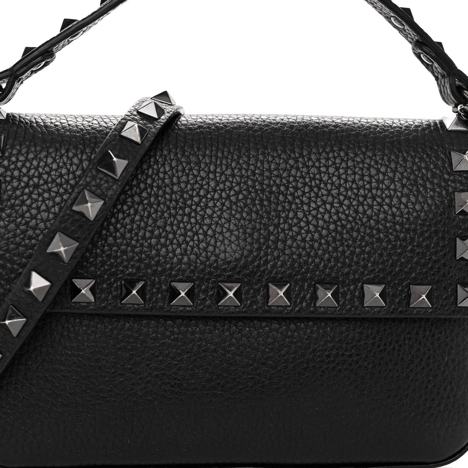Valentino Garavani Grainy Calfskin Rockstud Crossbody Pouch Black 7 of 9