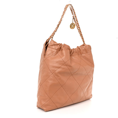 Chanel Shiny Calfskin Quilted Chanel 22 Camel 4 of 13