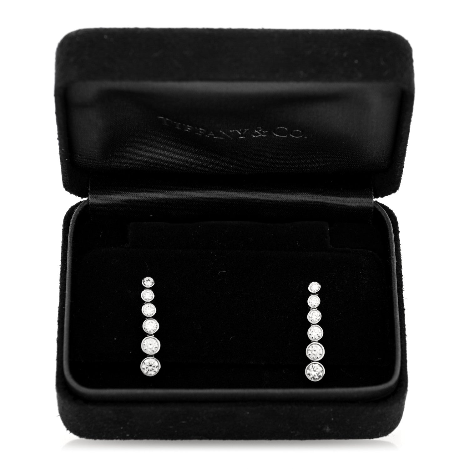 Tiffany Platinum Diamond Jazz Graduated Drop Earrings 5 of 5