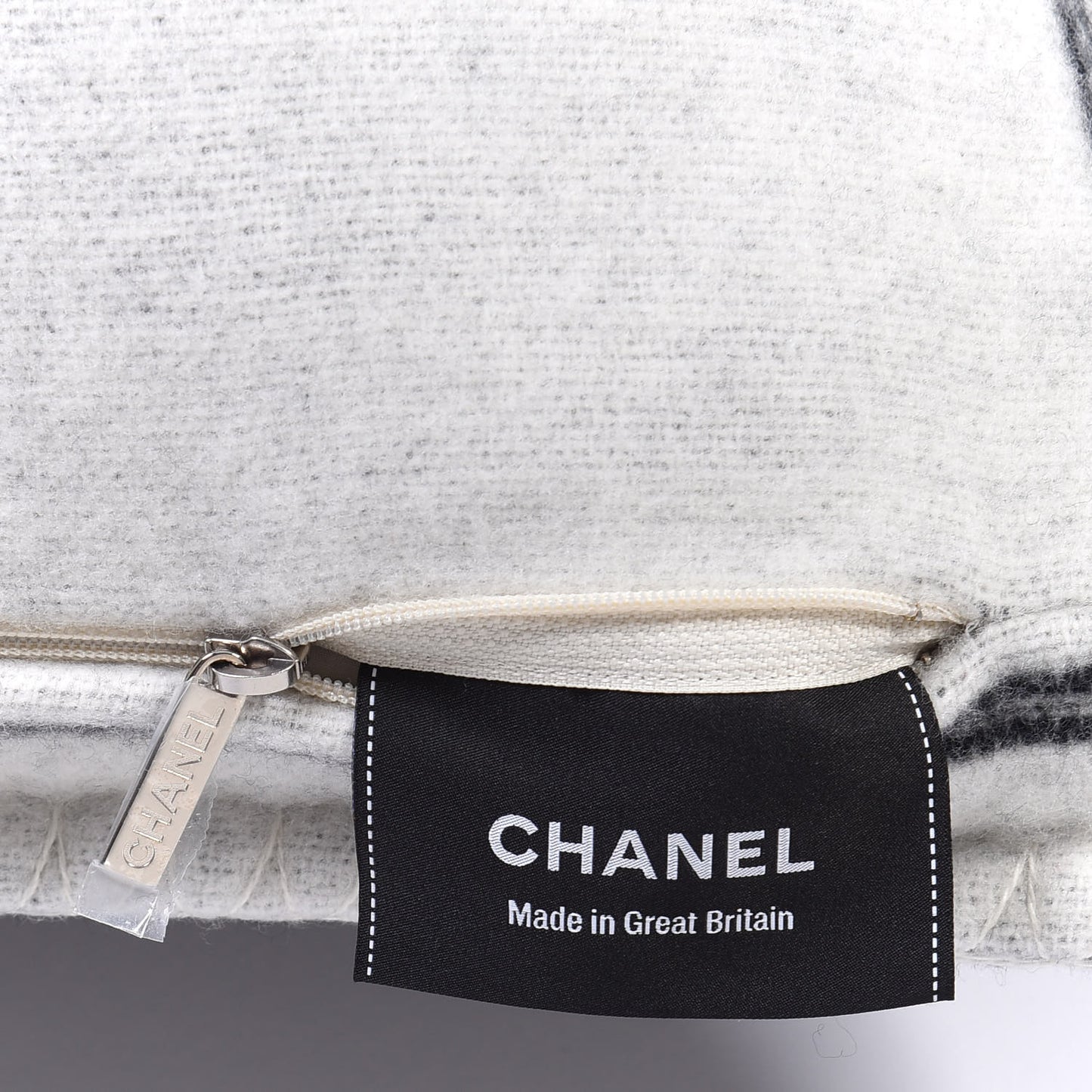 Merino Wool Cashmere CC Pillow Black White
