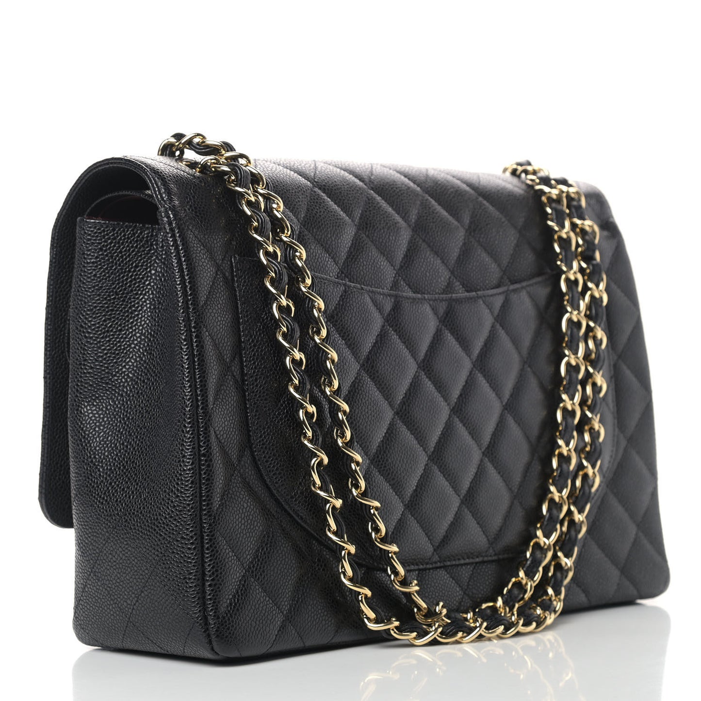 Caviar Quilted Maxi Double Flap Black