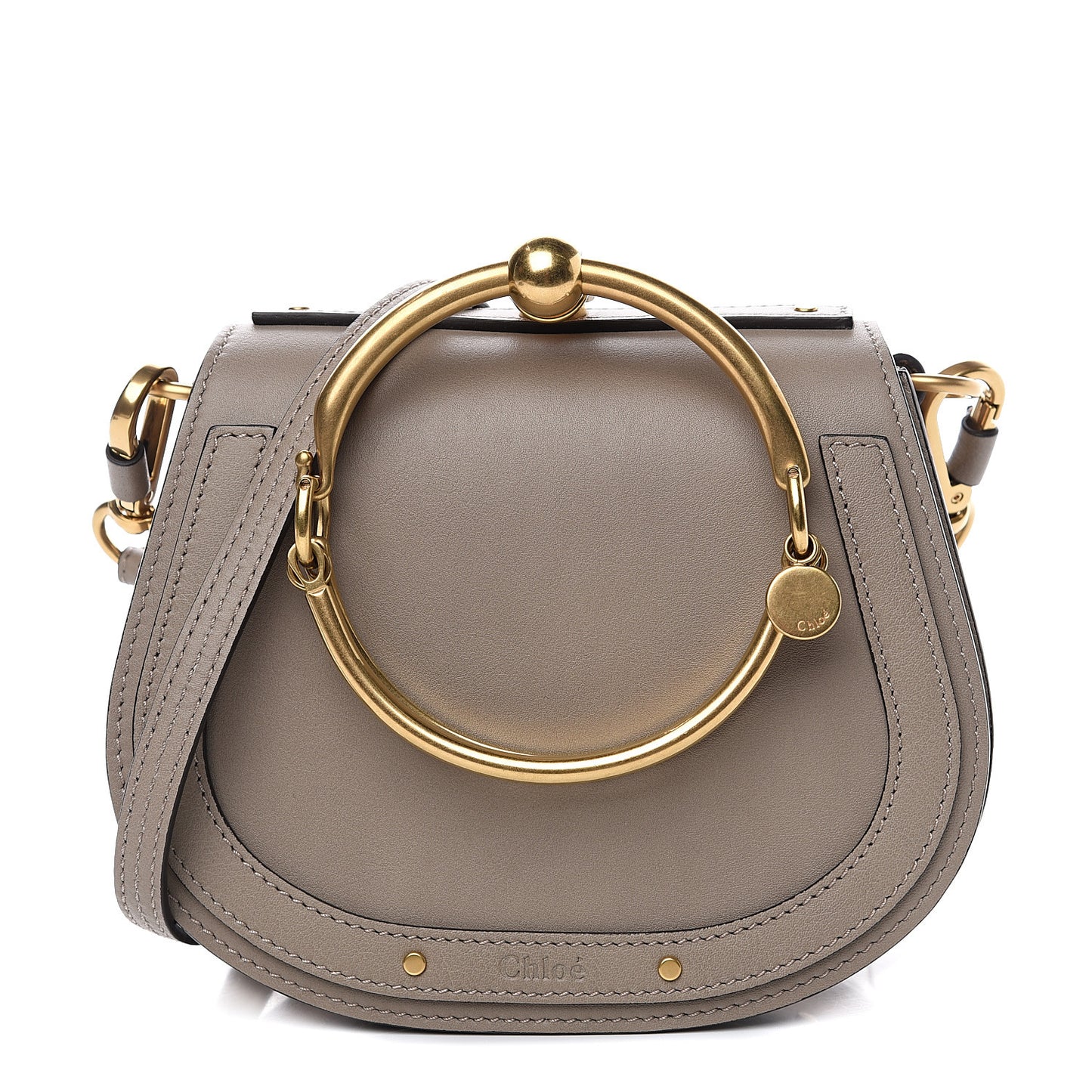 Calfskin Suede Small Nile Bracelet Bag Motty Grey