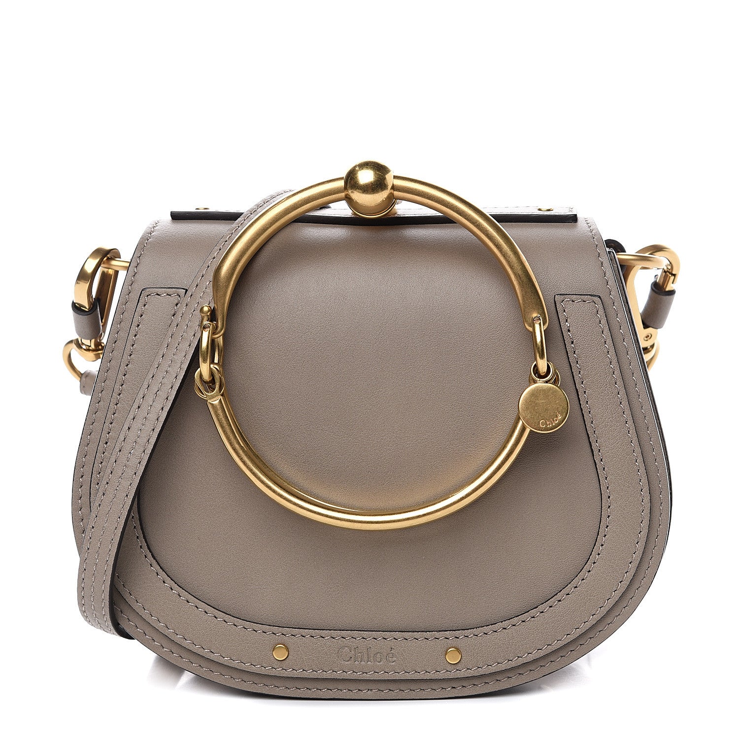 Chloe Calfskin Suede Small Nile Bracelet Bag Motty Grey 1 of 8