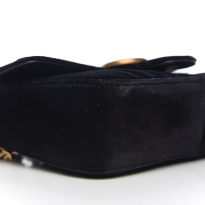 Gucci Velvet Matelasse Mini GG Marmont Shoulder Bag Black 7 of 10