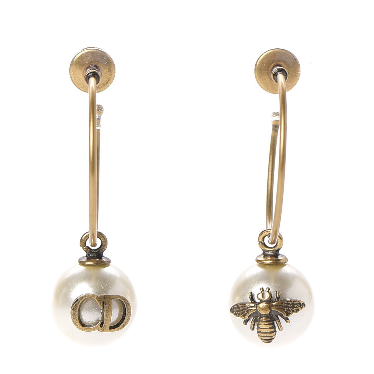 Christian Dior Pearl Bee Star Tribales Hoop Earrings 1 of 3