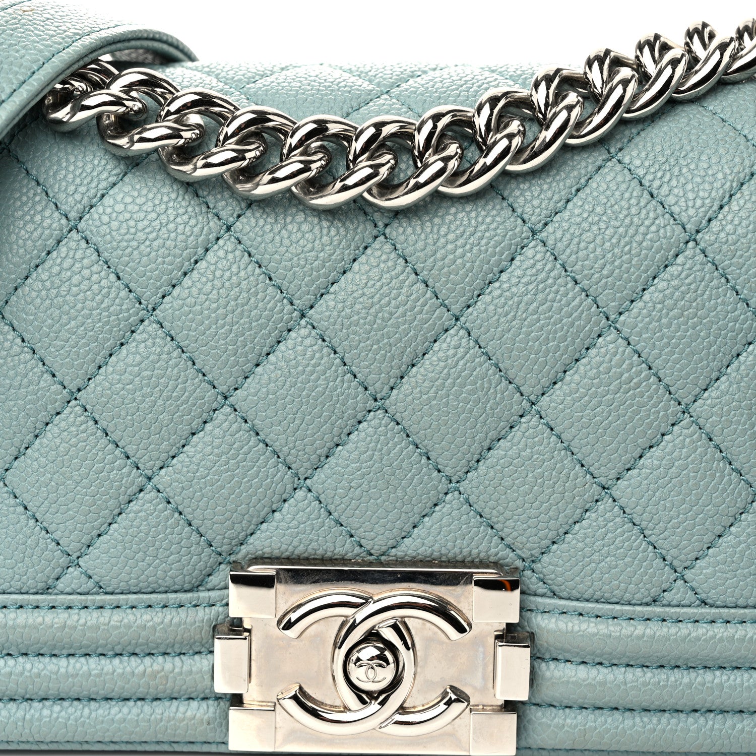 Chanel Caviar Quilted Small Boy Flap Light Blue 8 of 10