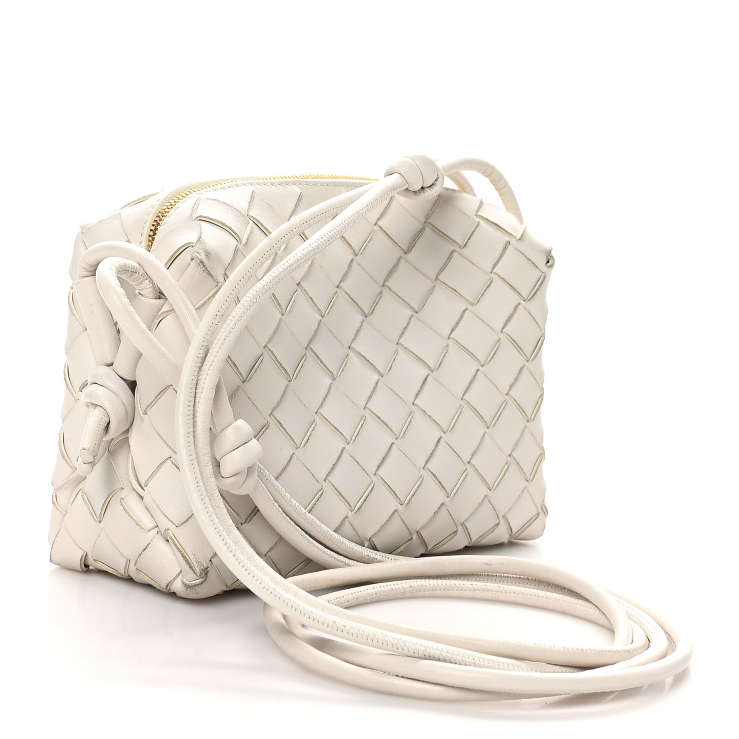 Nappa Intrecciato Mini Loop Camera Bag White