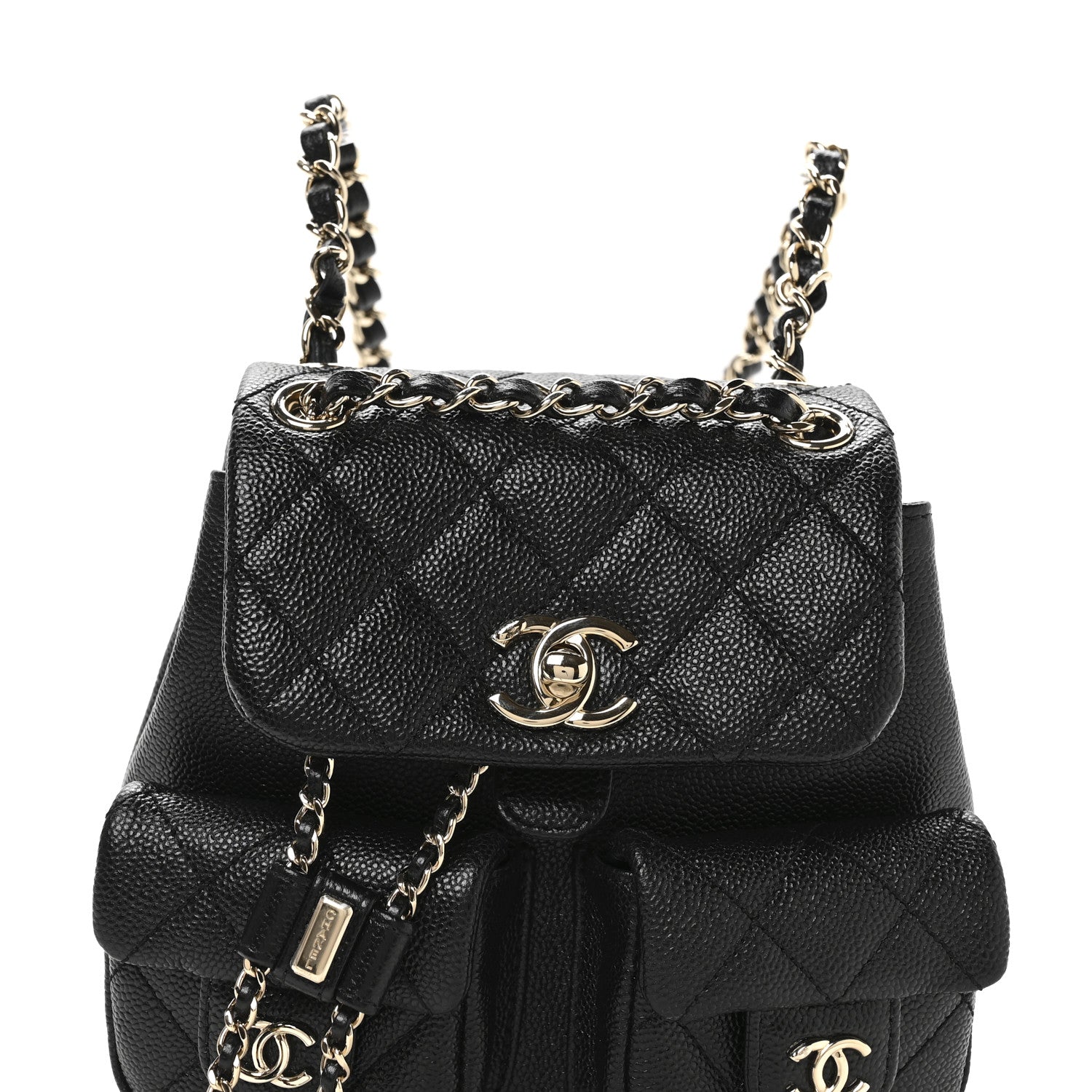 Chanel Shiny Caviar Quilted Small Duma Pockets Drawstring Backpack Black 8 of 11