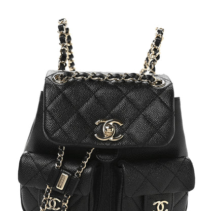 Chanel Shiny Caviar Quilted Small Duma Pockets Drawstring Backpack Black 8 of 11