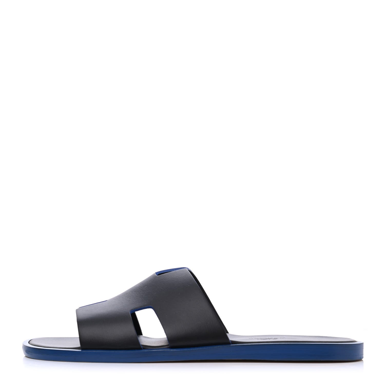 Hermes Calfskin Mens Izmir Sandals 40.5 Black Mediterrane 1 of 12