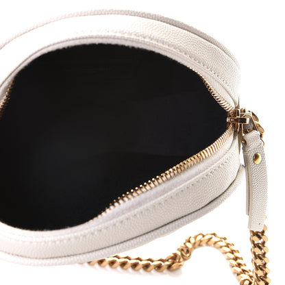 Saint Laurent Grain De Poudre Matelasse Chevron Quilted Round Vinyle Camera Bag Crema Soft 6 of 7