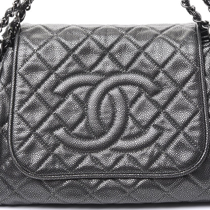 Chanel Metallic Caviar Quilted Timeless Accordion Flap Dark Silver 9 of 9