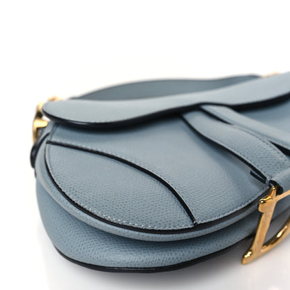 Christian Dior Grained Calfskin Saddle Bag Sky Blue 8 of 9