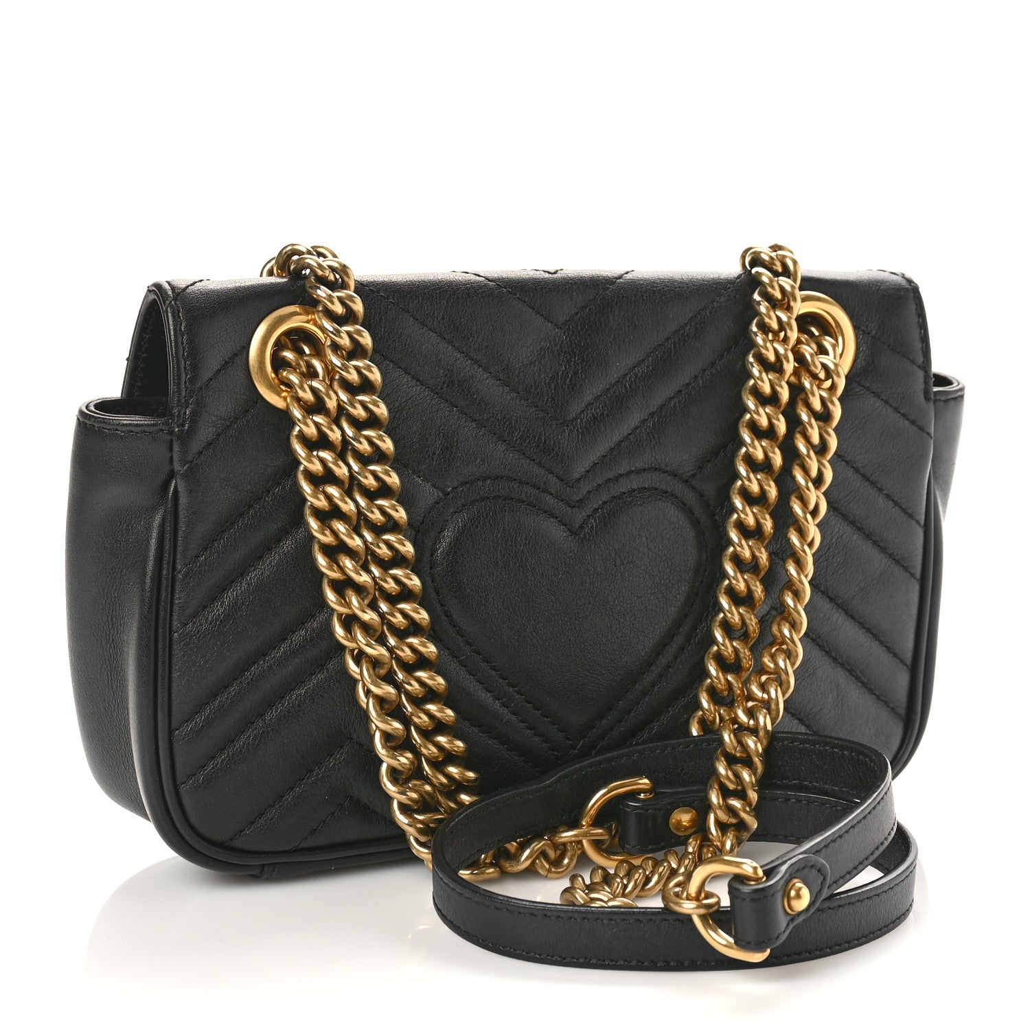 Gucci Calfskin Matelasse Mini GG Marmont Shoulder Bag Black 3 of 10