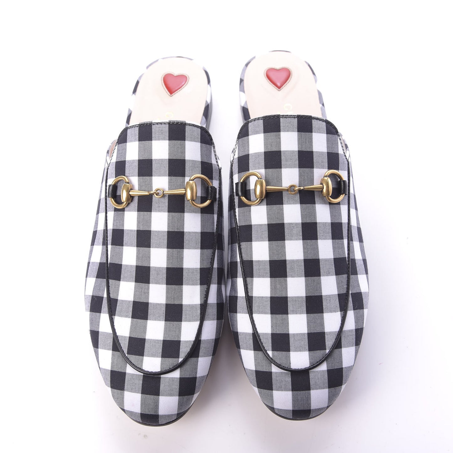 Cotton Gingham Womens Princetown Slippers 39 White Black