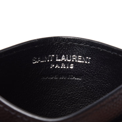 Saint Laurent Grain De Poudre Matelasse Chevron Monogram Credit Card Case Black 6 of 9