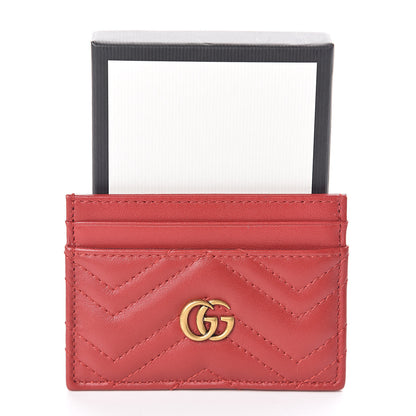 Gucci Calfskin Matelasse GG Marmont Card Holder Hibiscus Red 7 of 7