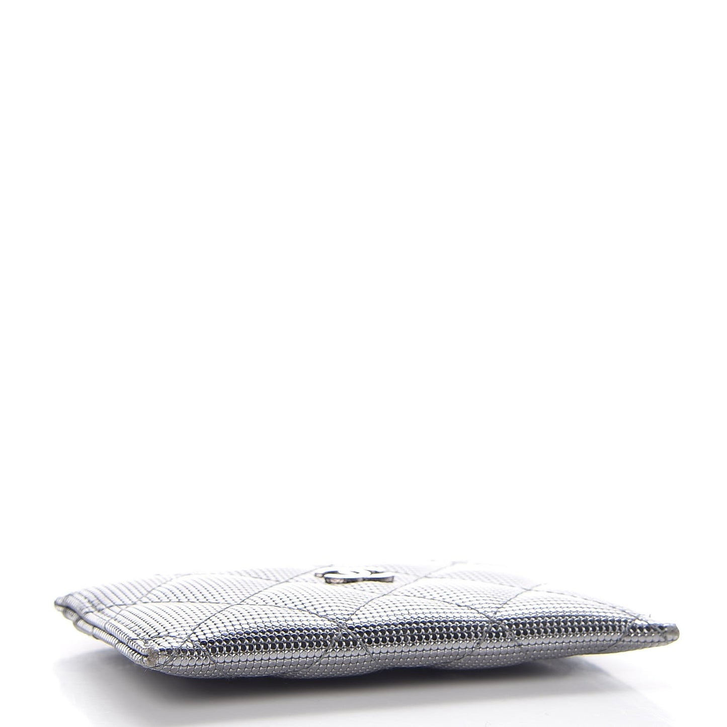 Metallic Calfskin Pixel Effect Card Holder Dark Silver