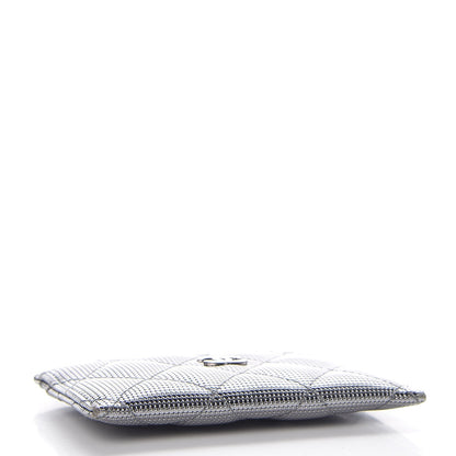 Chanel Metallic Calfskin Pixel Effect Card Holder Dark Silver 4 of 8