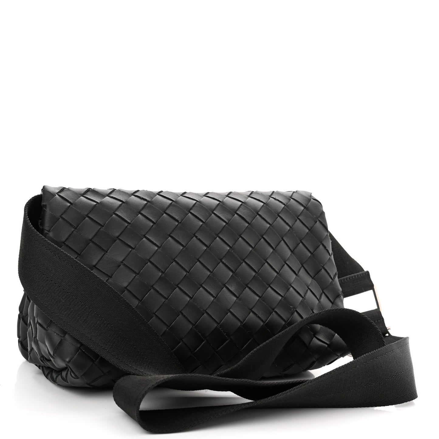 Nappa Intrecciato Small Fold Crossbody Messenger Black