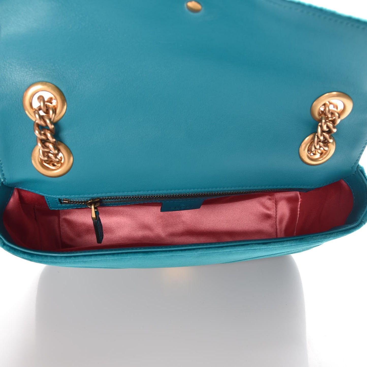 Velvet Matelasse Small GG Marmont Shoulder Bag Pavone Cyan