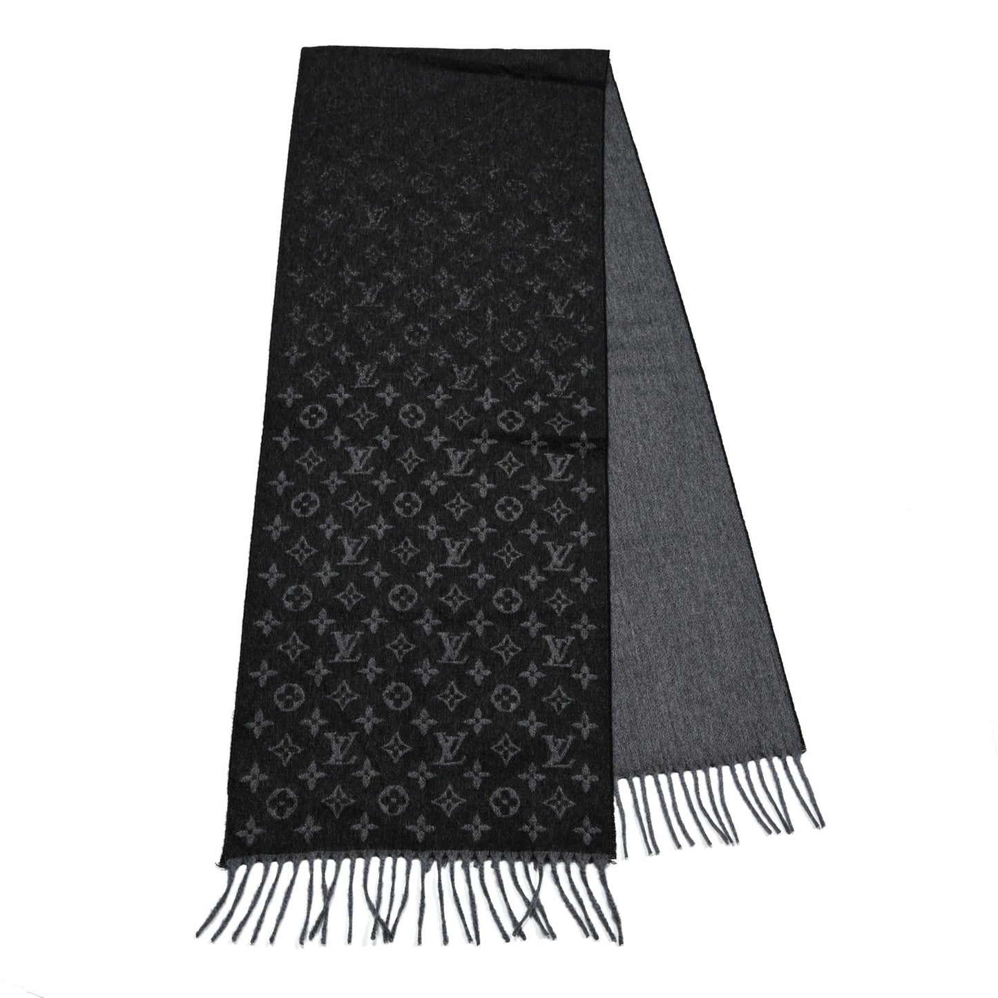 Cashmere Wool Monogram Gradient Scarf Black