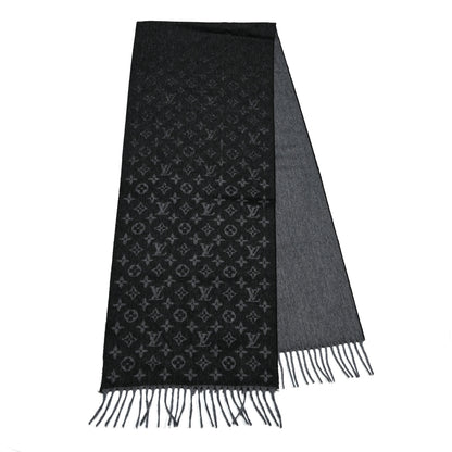 Louis Vuitton Cashmere Wool Monogram Gradient Scarf Black 2 of 4