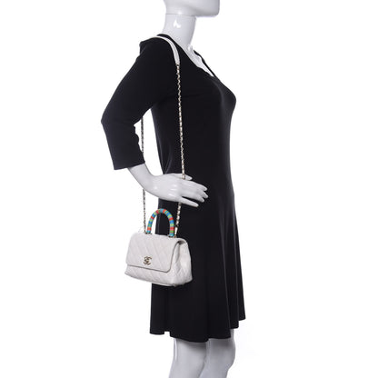 Chanel Goatskin Quilted Extra Mini Rainbow Coco Handle Flap White 2 of 11
