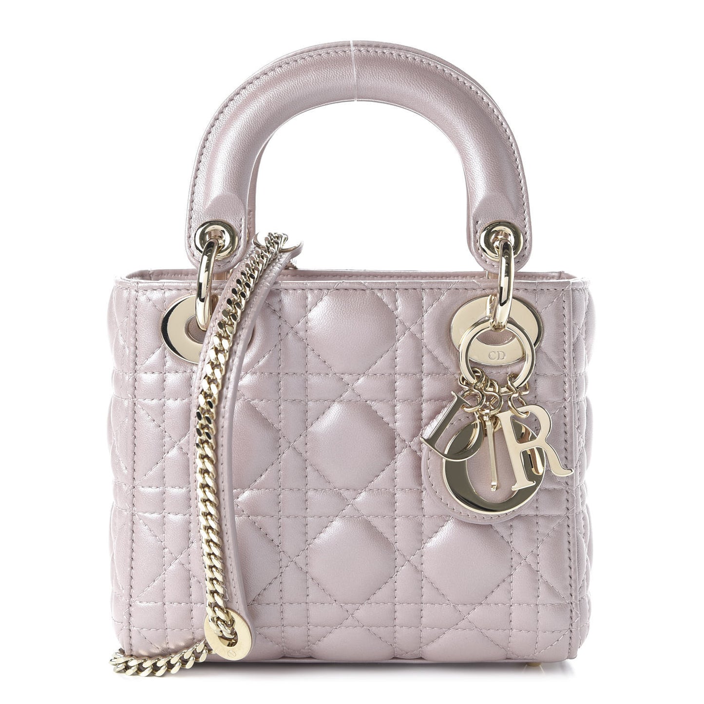 Metallic Lambskin Cannage Mini Lady Dior Lotus