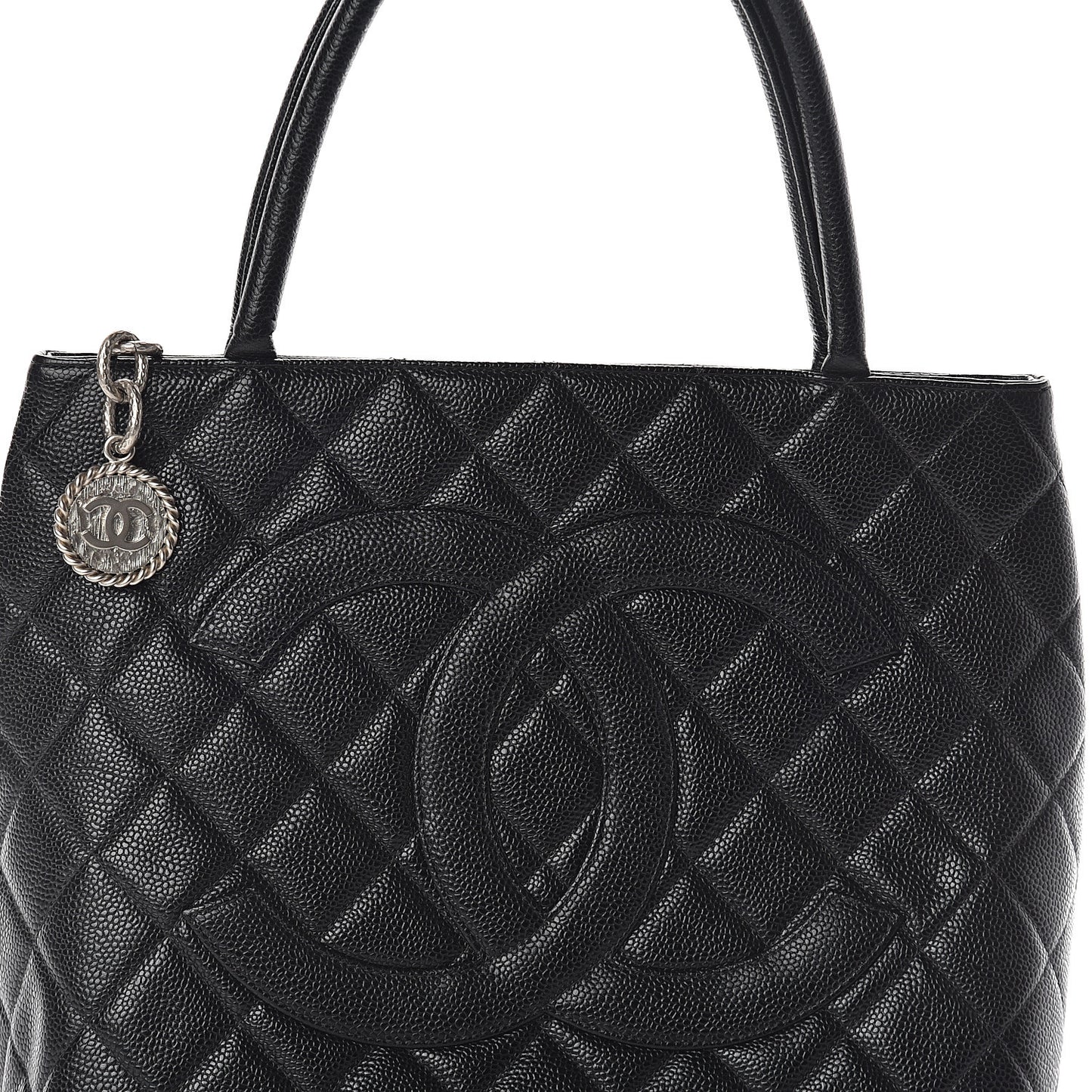 Caviar Quilted Medallion Tote Black