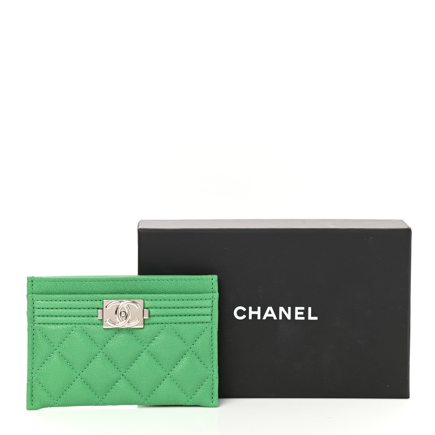 Chanel Caviar Quilted Boy Card Holder Green 8 of 8