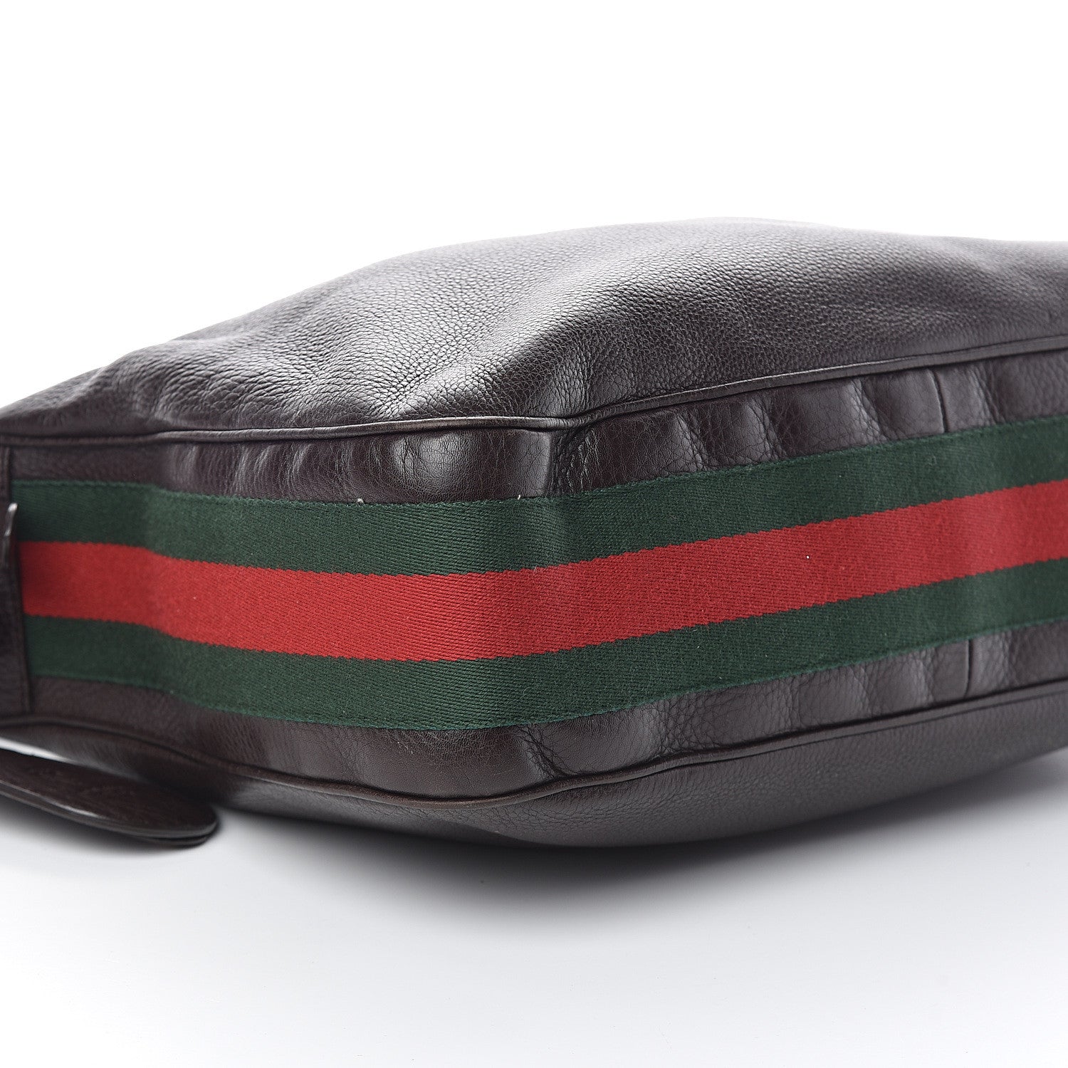 Gucci Calfskin Web Heritage Shoulder Bag Dark Brown 9 of 10