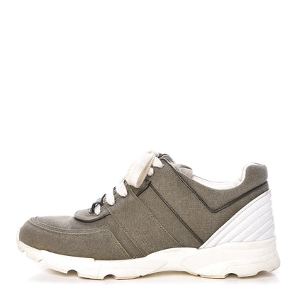 Chanel Canvas Mens Sneakers 44 Khaki 1 of 17