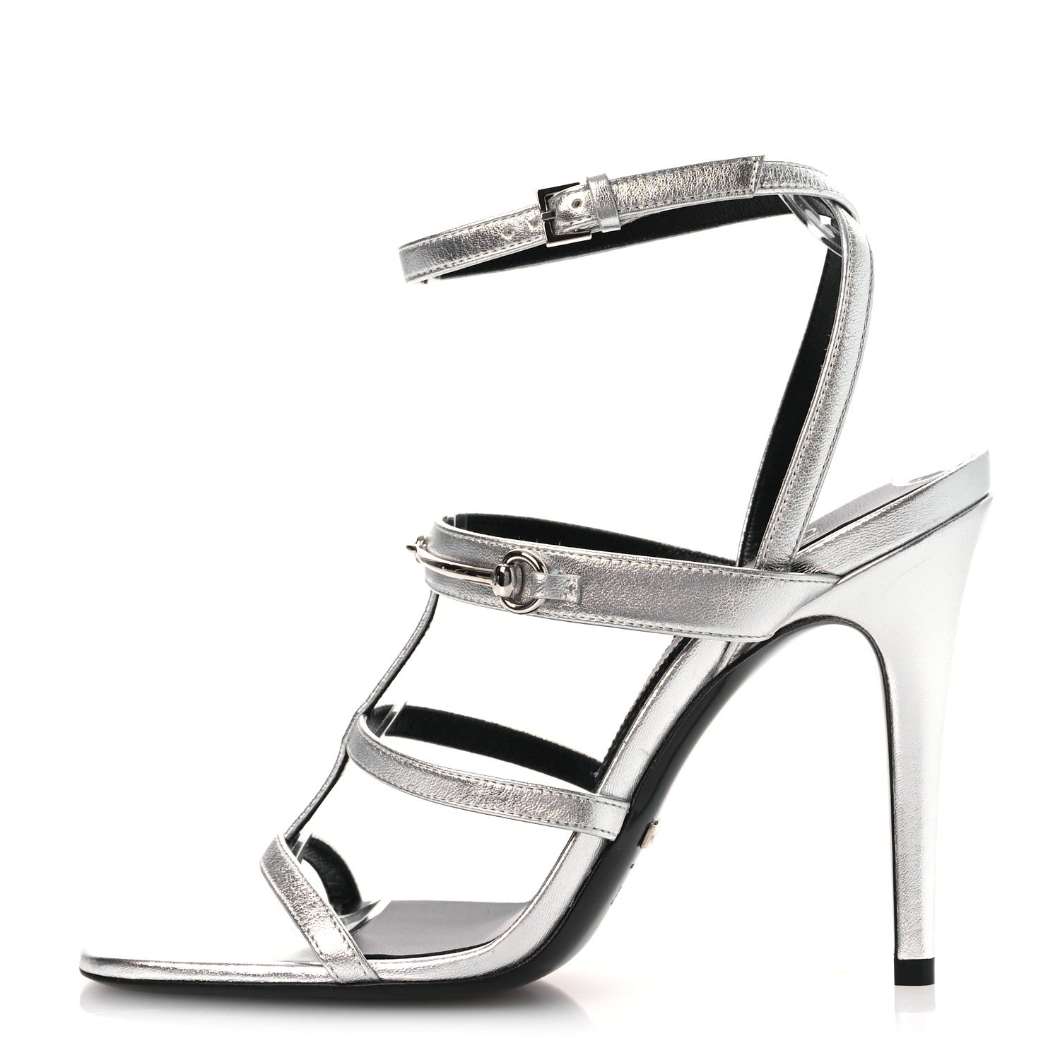 Gucci Nappa Silk High Heel Sandals 37.5 Argento 1 of 10
