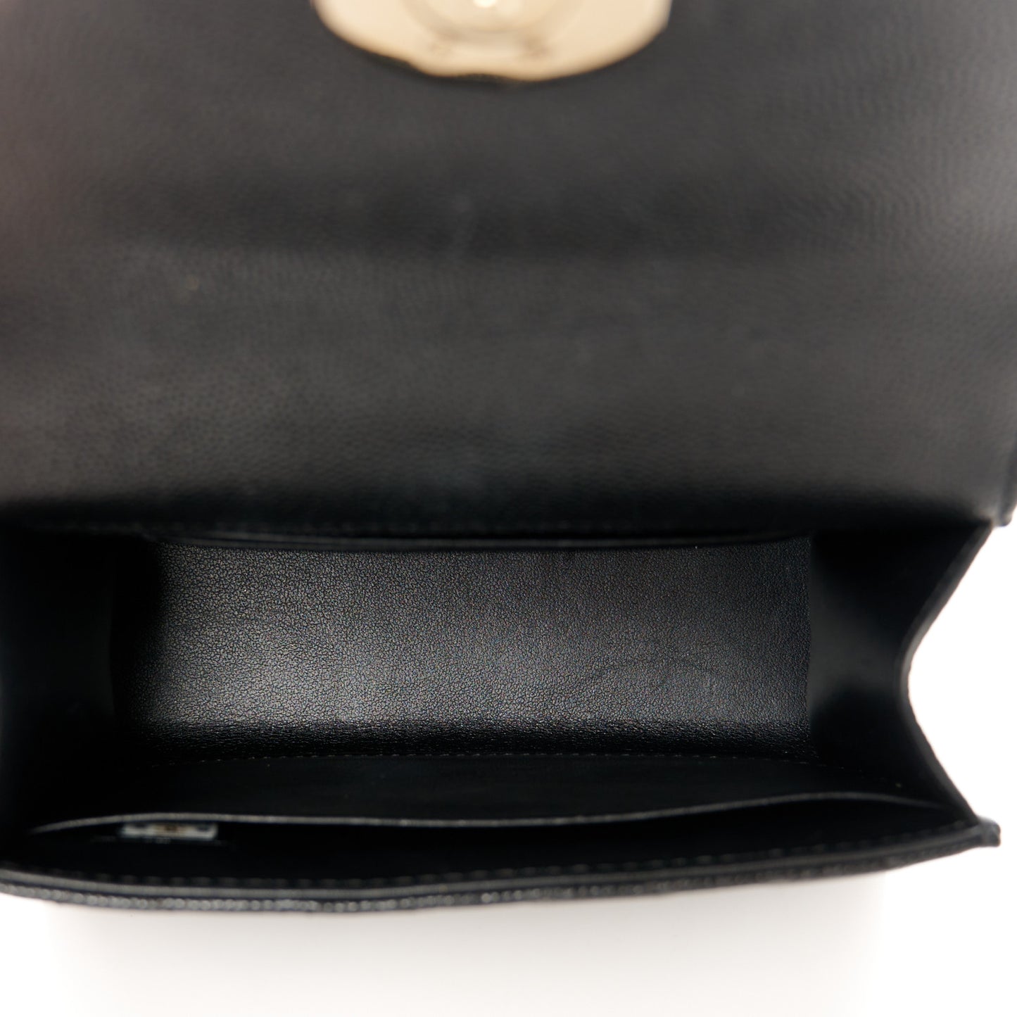 Caviar Quilted Double Chain Top Handle Flap With Chain Black