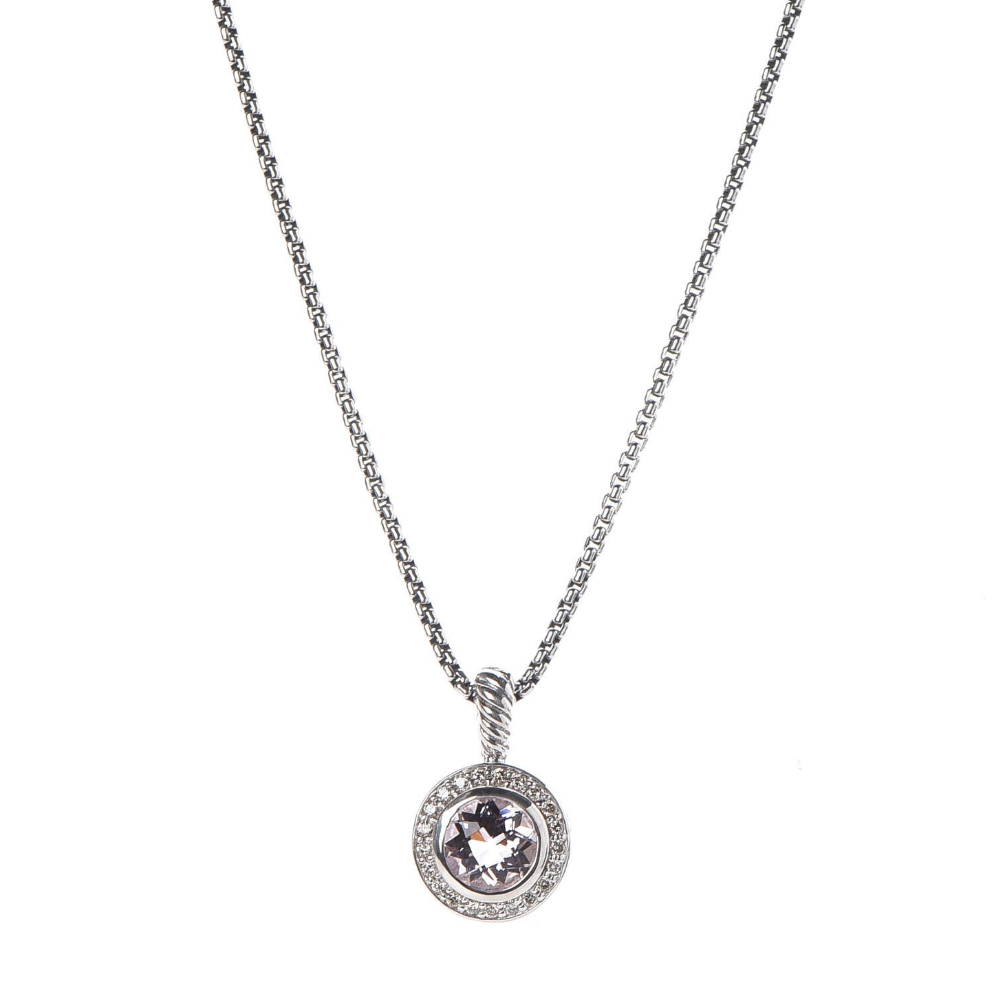 Sterling Silver Lavender Amethyst Diamond 8mm Petite Cerise Pendant Necklace