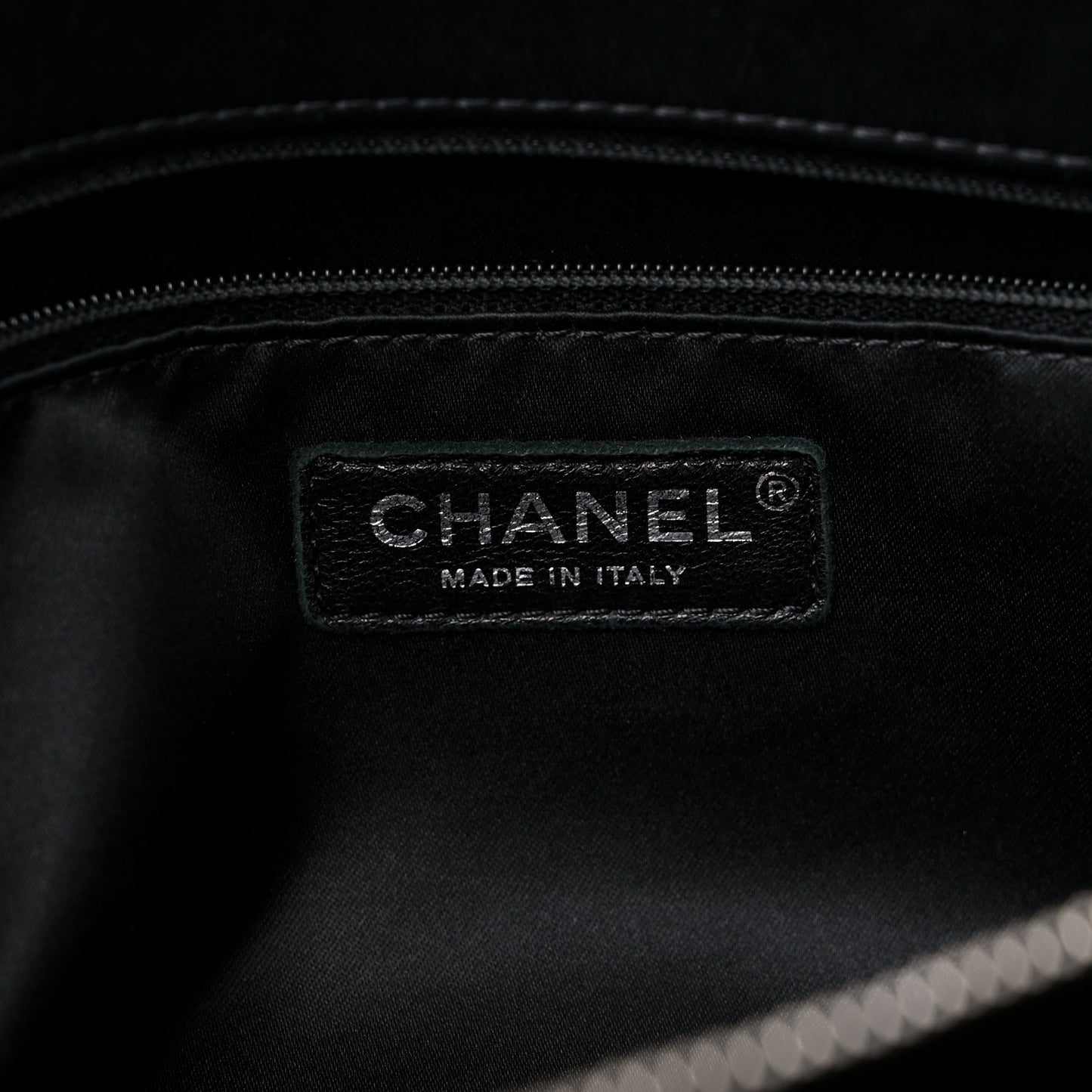 Lambskin Quilted CC Crossing Shopping Tote Black