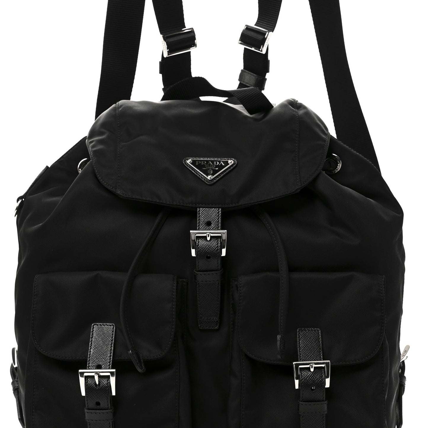 Re-Nylon Saffiano Medium Backpack Black