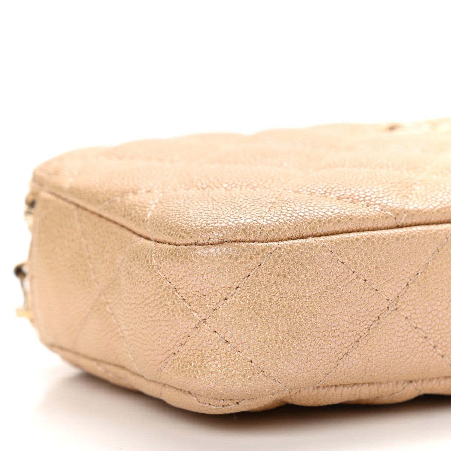 Chanel Iridescent Caviar Quilted Small Clutch With Chain Beige 12 of 16