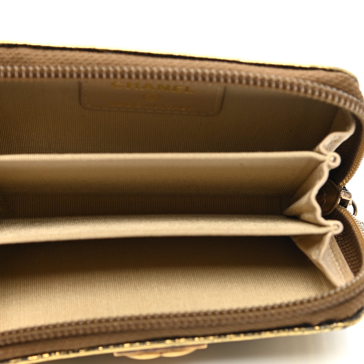 Chanel Cracked Metallic Calfskin Quilted Boy Zip Around Coin Purse Wallet Gold 5 of 8