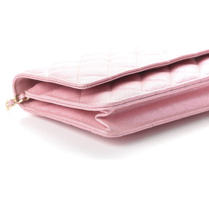 Chanel Iridescent Caviar Quilted Wallet on Chain WOC Rose Pink 6 of 11