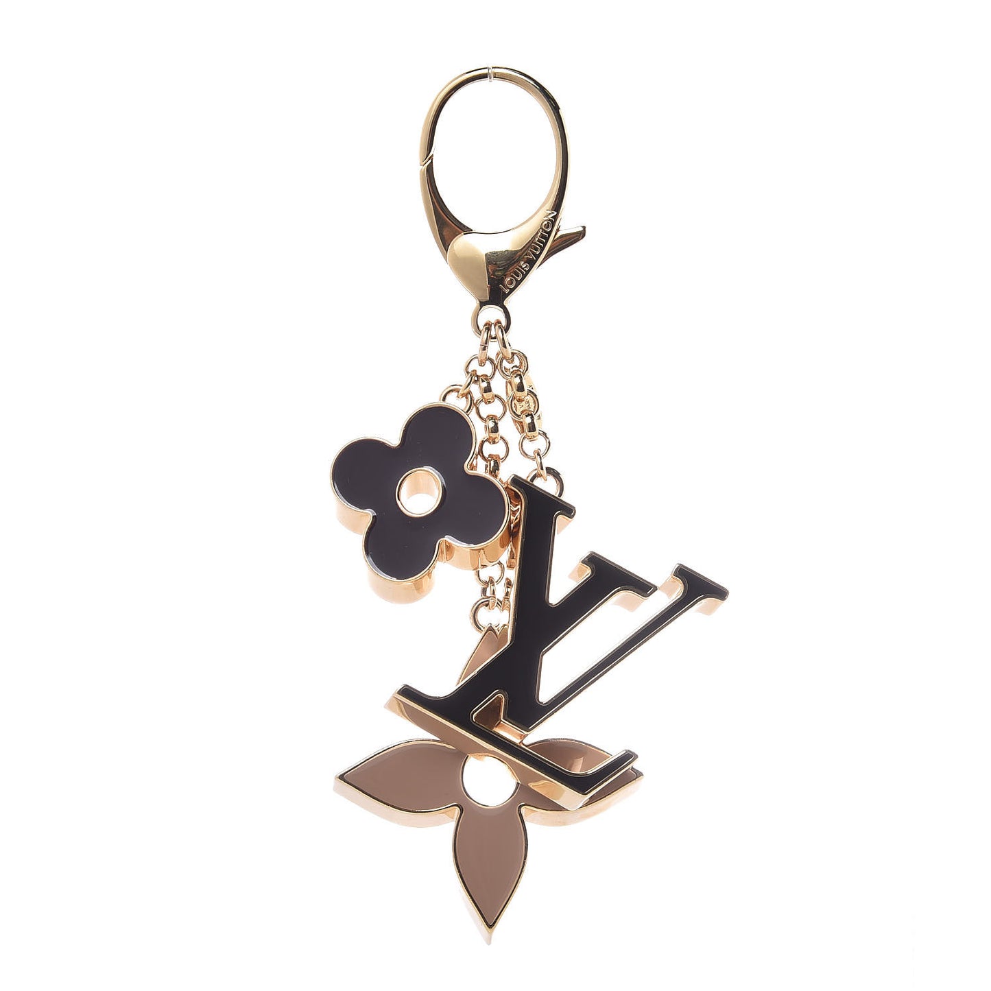 Fleur De Monogram Bag Charm Dore